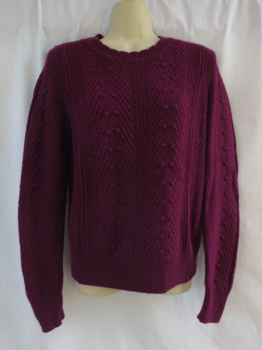 Banana Republic Sweater Burgundy Alpaca Wool Ribbed Chunky Cable Knit Size S